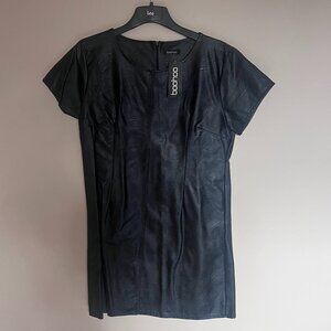 NWT Boohoo Plus Faux Leather Cap Sleeve Shift Dress Size 18